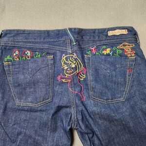 RARE women’s Replay Jeand Unusual Cute Devil Mushrooms Chaitic embroidery